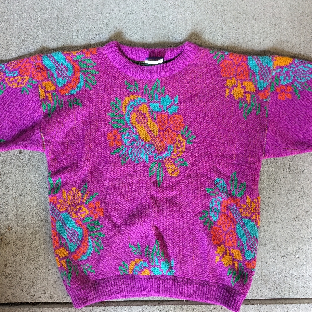 ESPRIT Vintage Sweater Fuchsia Pink Purple Guitar size Medium